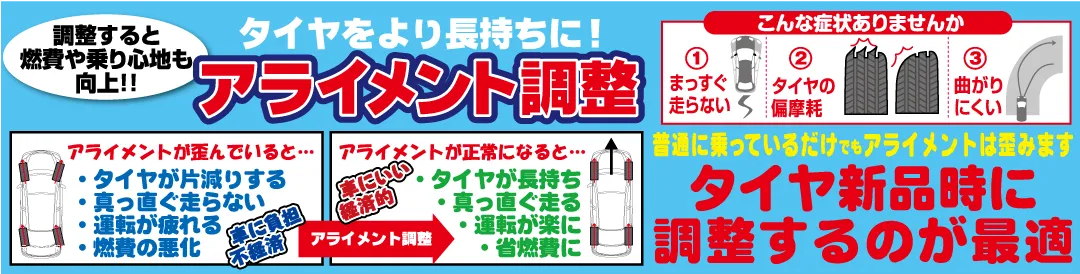 車のゆがみをまっすぐに。運転をより安全により快適にする技術。アライメント調整。
